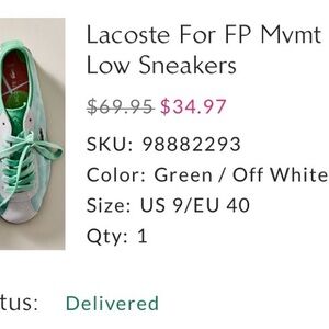 Lacoste Kids Sneakers - Mint Green and Off White